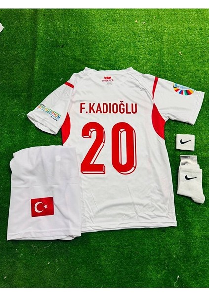 Türkiye 2026 Ferdi Kadıoğlu Deplasman Beyaz Milli Takım Çocuk Forması 4'lü Set