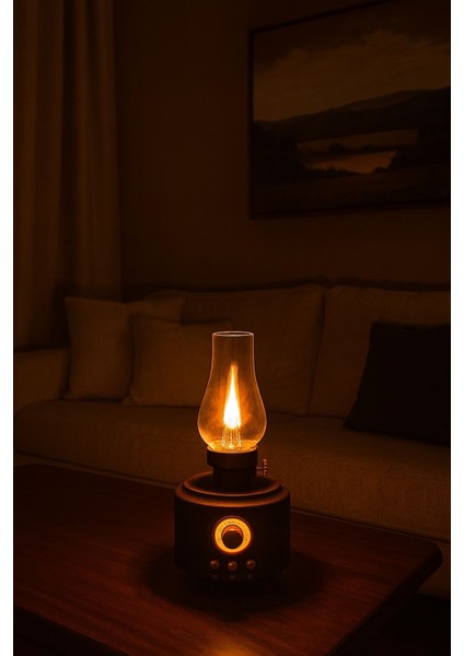 Bluetooth Hoparlör Retro Dekoratif Gaz Lambası Gece Lambası Mum Işığı Efekti Typec Şarjlı 5W fiyatları