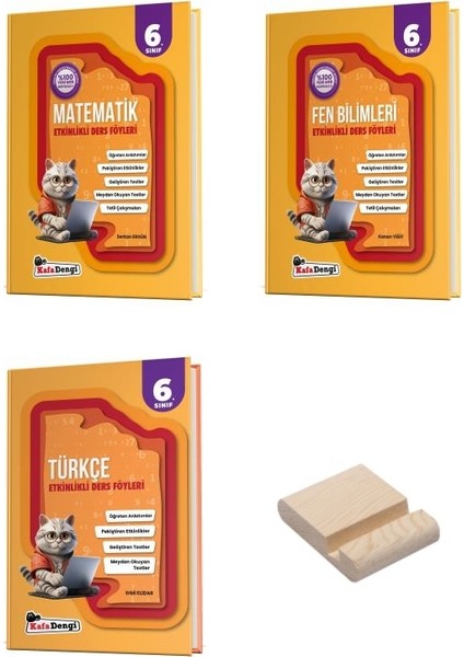 Kafa Dengi 6. Sınıf Matematik Fen ve Türkçe Etkinlikli Ders Föyleri 3lü Set + Telefon Standı