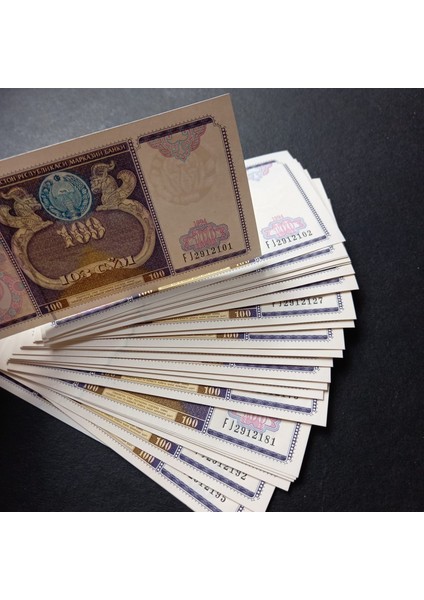 Escoines 3996368F80274C4333 1994 Özbekistan 100 Som Çil 100ADET 1 Deste