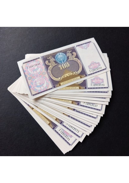 Escoines 3996368F80274C4333 1994 Özbekistan 100 Som Çil 100ADET 1 Deste indirimleri