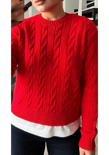 Kırmızı Saç Örgü Kazak fiyatları