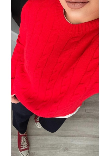 Kırmızı Saç Örgü Kazak fırsatları