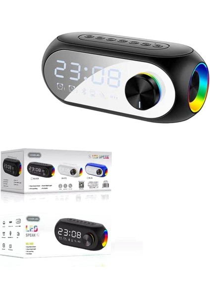 Yesplus YS-702 Taşınabilir Rgb Ledli Bluetooth Hoparlör Aynalı Çalar Saat Gece Lambası