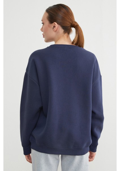 3 Iplik Kiraz Baskılı Oversize Sweatshirt