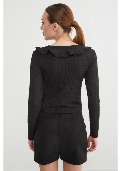 Bebe Yaka Bürümcük Kumaş Bluz