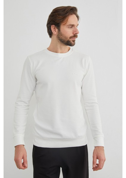 Yazı Kabartmalı Bisiklet Yaka Mevsimlik Sweatshirt fiyatları