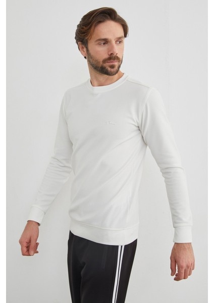 Yazı Kabartmalı Bisiklet Yaka Mevsimlik Sweatshirt modelleri