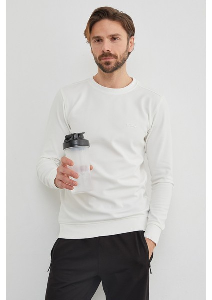 Yazı Kabartmalı Bisiklet Yaka Mevsimlik Sweatshirt fırsatları