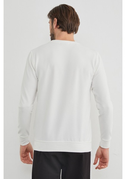 Yazı Kabartmalı Bisiklet Yaka Mevsimlik Sweatshirt