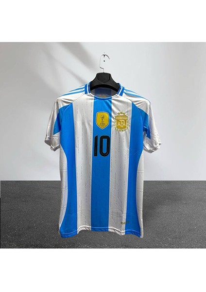 Arjantin Messi Milli Takım Futbol Forması-Beyaz Hava Alabilen Özel Forma Kumaşı