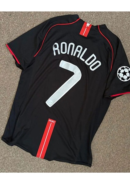 C.ronaldo #7 United 2007/08 Retro Siyah Kısa Kol Futbol Forması Özel Forma Kumaşı indirimleri