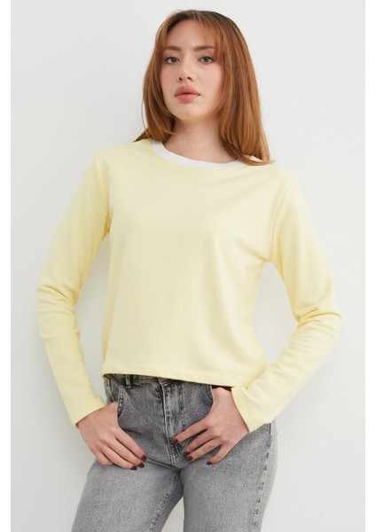 3 Iplik Şardonsuz Yakası Ribanalı Sweatshirt modelleri