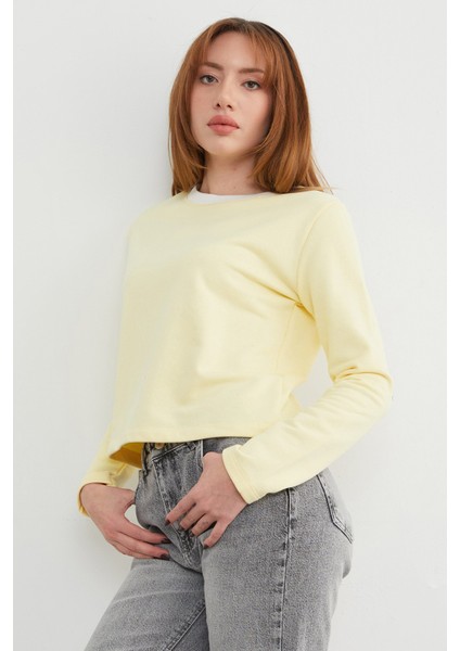 3 Iplik Şardonsuz Yakası Ribanalı Sweatshirt fırsatları