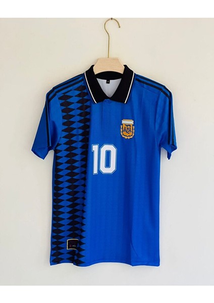Lionel Messi Argentina Retro Tasarım Futbol Forması Mavi Özel Forma Kumaşı