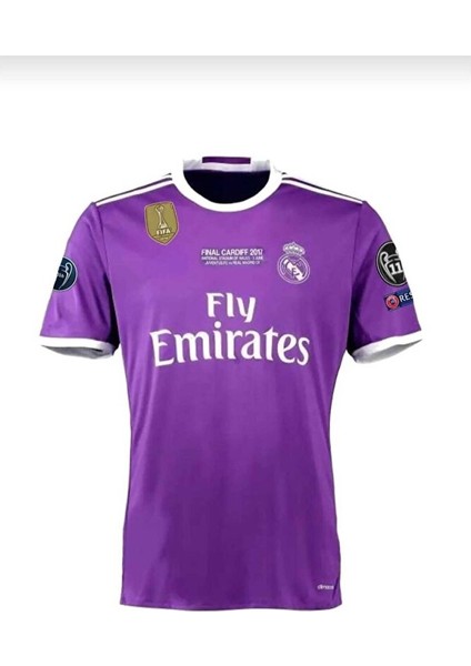 Cristiano Ronaldo R.madridd 2016-2017 Cardiff Final Mor Kısa Kol Yetişkin Forması fırsatları
