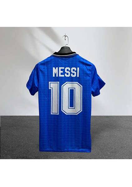 Arjantin Nostalji Tasarım Messi Baskılı Futbol Forması Mavi Özel Forma Kumaşı fiyatları