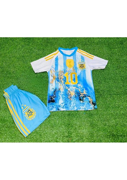Arjantin Çocuk Futbol Forması Messi Özel Tasarım Hava Alabilen Polyester Kumaş Halısaha Forması modelleri