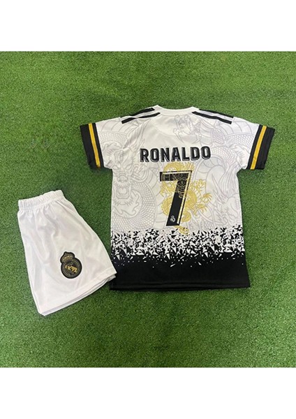 Cristiano Ronaldo Madrid Çocuk Futbol Forması Özel Tasarım Ejderha Özel Futbol Forması Kumaşı indirimleri