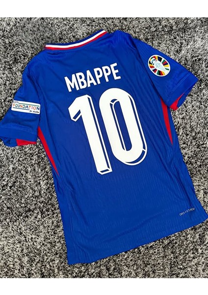 Fransa Kylian Mbappe Euro 24/25 Yen Sezon Futbol Forması Mavi Hava Alabilen Özel Forma Kumaşı
