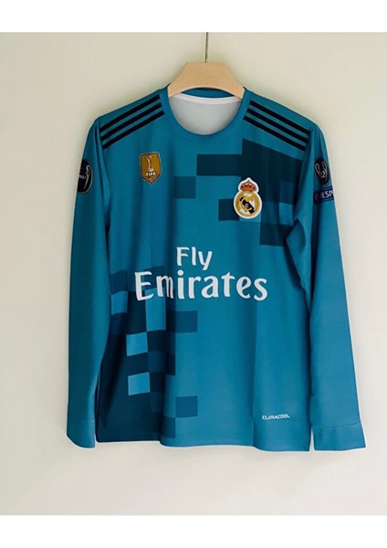 Ronaldo Real Madrid Retro Turkuaz Uzun Kol Futbol Forması Özel Forma Kumaşı fiyatları
