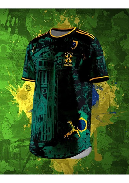 Brezilya The Prince Euro 24 Özel Tasarım Milli Takım Futbol Forması Yeşil Özel Forma Kumaşı