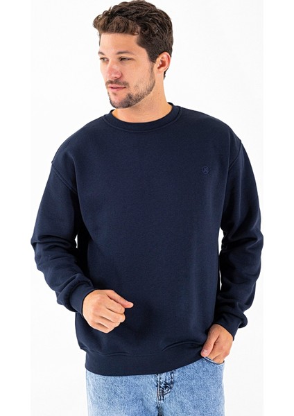 Erkek Bisiklet Yaka Jb Nakışlı 3ip Sweatshirt Lacivert - 5405 indirimleri