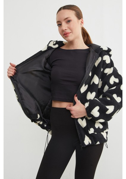 Kalp Desenli Peluş Mont indirimleri