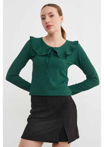 Bebe Yaka Bürümcük Kumaş Bluz