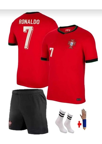 Ronaldo Portekiz Çocuk Futbol Forması 24/25 Kırmızı Özel Futbol Forması Kumaşı indirimleri