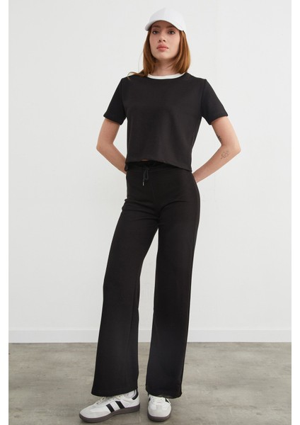 3 Iplik Beli Bağlamalı Palazzo Eşofman Altı modelleri