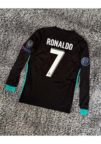 Ronaldo R.madrid Siyah Uzun Kol Retro Futbol Forması Özel Forma Kumaşı modelleri