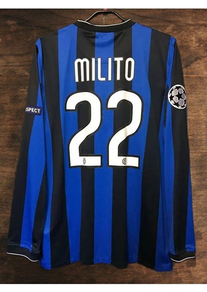 Inter/milan 2010 Şampiyonlar Ligi Finali # Mılıto # Uzun Kol Retro Futbol Forması Baskılı
