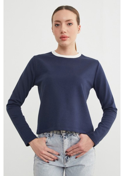 3 Iplik Şardonsuz Yakası Ribanalı Sweatshirt fırsatları