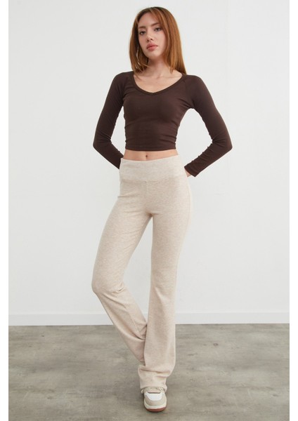 Beli Lastikli Yüksek Bel Flare Pantolon fiyatları