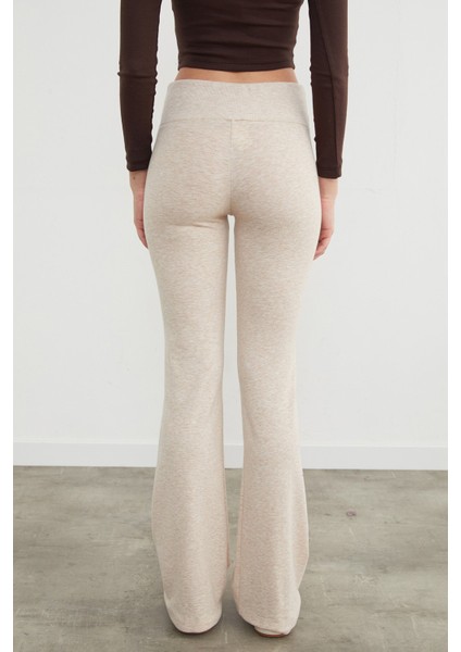 Beli Lastikli Yüksek Bel Flare Pantolon