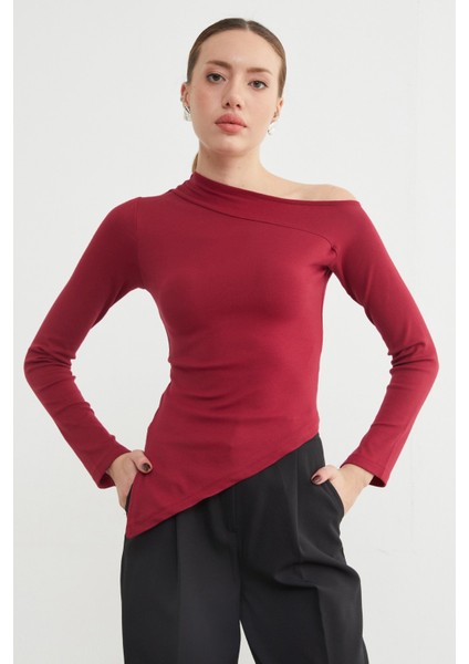 Basic Asimetrik Yırtmaçlı Tek Omuz Bluz fırsatları