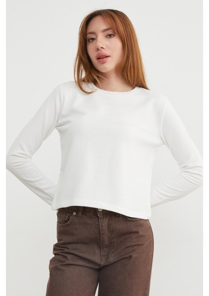 3 Iplik Şardonsuz Yakası Ribanalı Sweatshirt modelleri