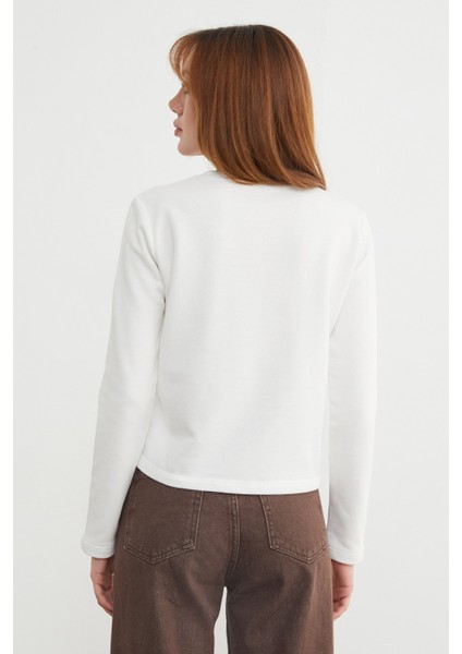 3 Iplik Şardonsuz Yakası Ribanalı Sweatshirt indirimleri