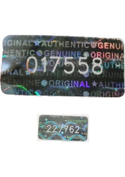 1X2CM 105 Adet Gümüş Hologramlı Garanti Etiketi Seri Numaralı