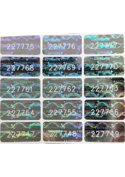 1X2CM 105 Adet Gümüş Hologramlı Garanti Etiketi Seri Numaralı fiyatları