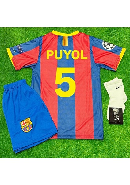 Barcelona Puyol Çocuk Forması Bordo Mavi