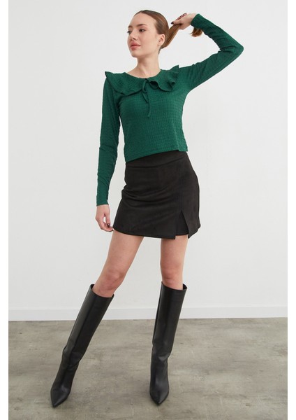 Bebe Yaka Bürümcük Kumaş Bluz