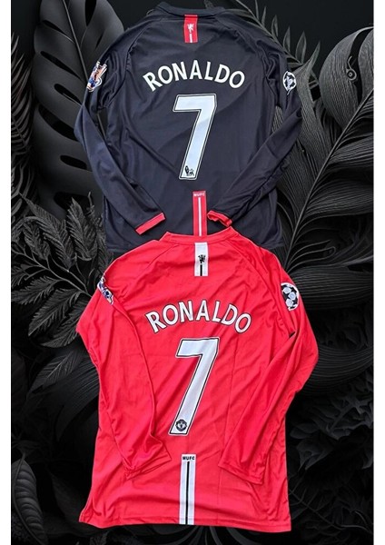 2'li Ronaldo Mancester Siyah ve Kırmızı Uzun Kol Forması 7 Numara fiyatları