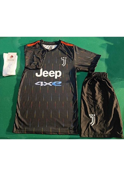 Ronaldo Juventus 7 Özel Tasarım Siyah Çocuk Forma 3 Lü Set. Forma+Şort+Çorap fiyatları