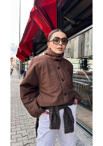 Kahve Tok Doku Şişme Mont fiyatları