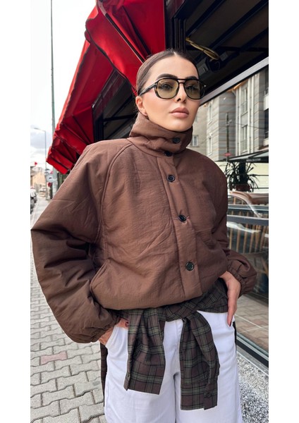 Kahve Tok Doku Şişme Mont fırsatları