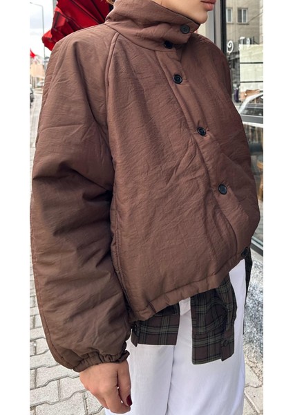 Kahve Tok Doku Şişme Mont indirimleri