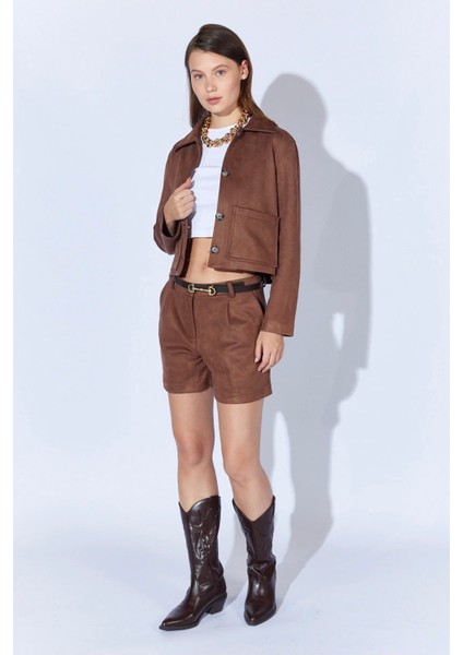 Kemer Detaylı Süet Şort (Vizon) fırsatları