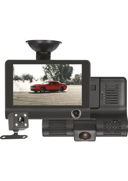 Jsd-40 Araç Içi Kamerası 4 Dvr LCD Ekranlı Gece Görüşlü 3 Kameralı G-Sensör